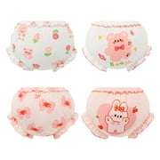 Coerni Kids Baby Girls Underpants Cute Print Underwear Shorts Cotton Ruffled Briefs Trunks 4PCS Girl Wear